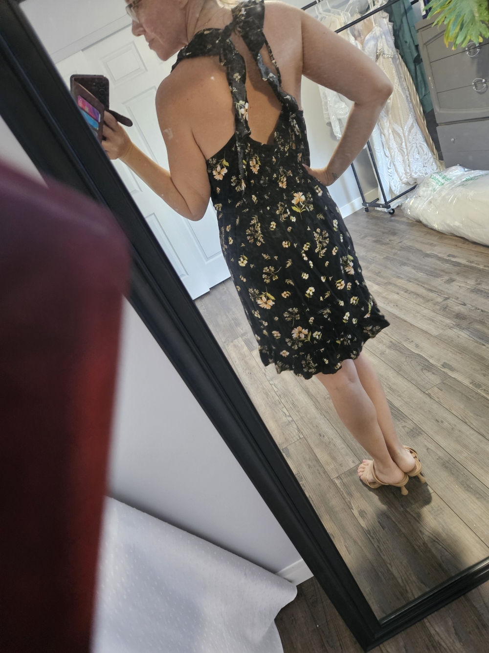 wild fable Black Floral Tie-Shoulder Mini Dress - Picture 5 of 9